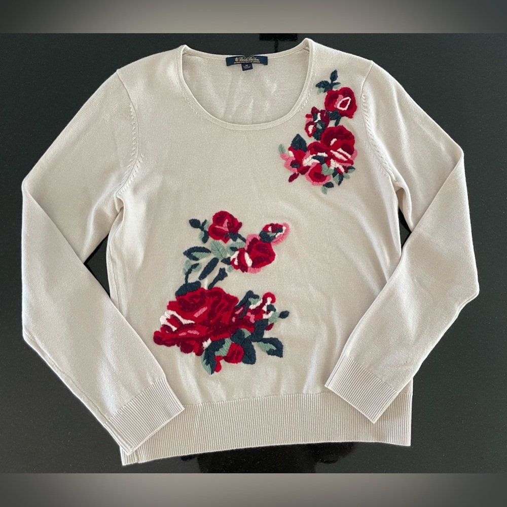 Brooks Brothers floral cashmere sweater